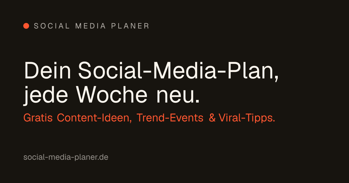 Hero-Banner Social Media Planer mit Headline und Subline auf dunklem Hintergrund