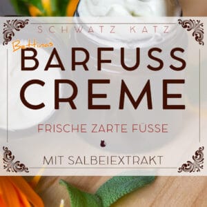 Barfuß Creme Produktlabel mit Salbei und Text Frische zarte Füße