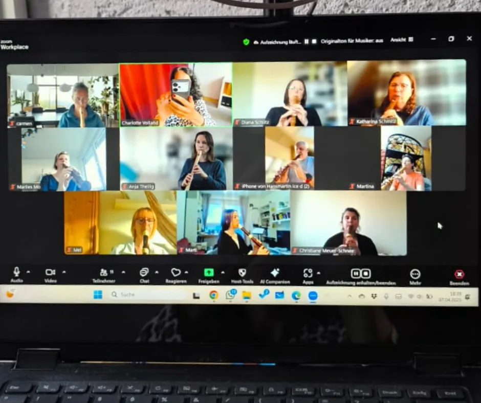 Alt-Blockflöte spielen – Online-Kurs mit Mitgliederbereich 11 Screenshot von Online-Videokonferenz mit mehreren Teilnehmern