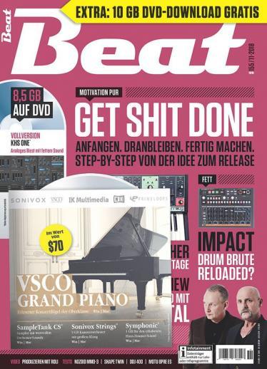 Beat Magazin Cover mit Drum-Tools, Piano-Software und Studio-Equipment