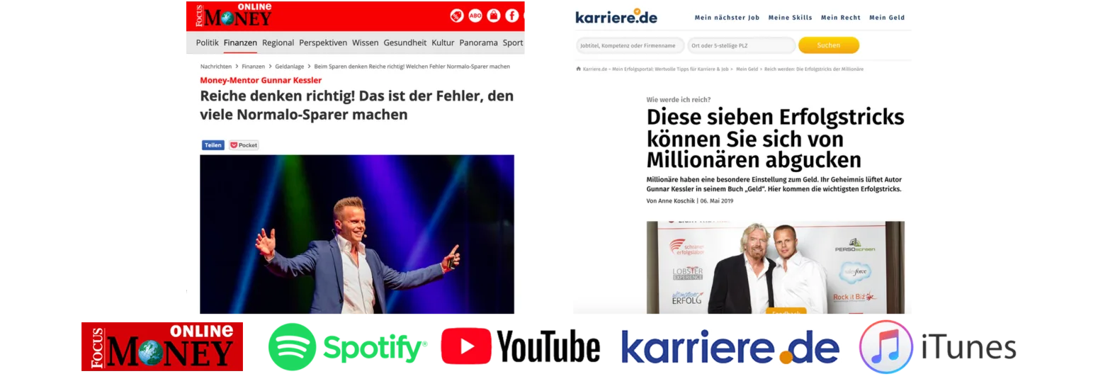 Screenshot von Focus Online Money und Karriere.de Artikel über Gunnar Kessler