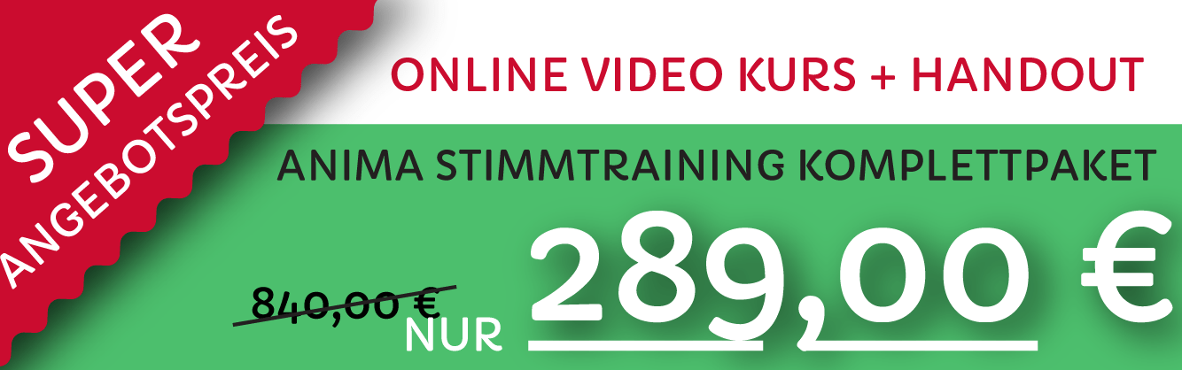 Anima Stimmtraining Komplettpaket – Online Videokurs mit Handout für 289 Euro statt 840 Euro