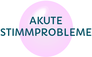 Modul-Symbol Akute Stimmprobleme mit rosa Kreis und Textband