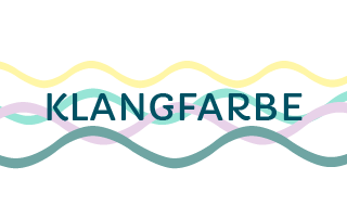 Modul-Symbol Klangfarbe mit Wellenmotiv in Gelb, Rosa, Teal und Grau