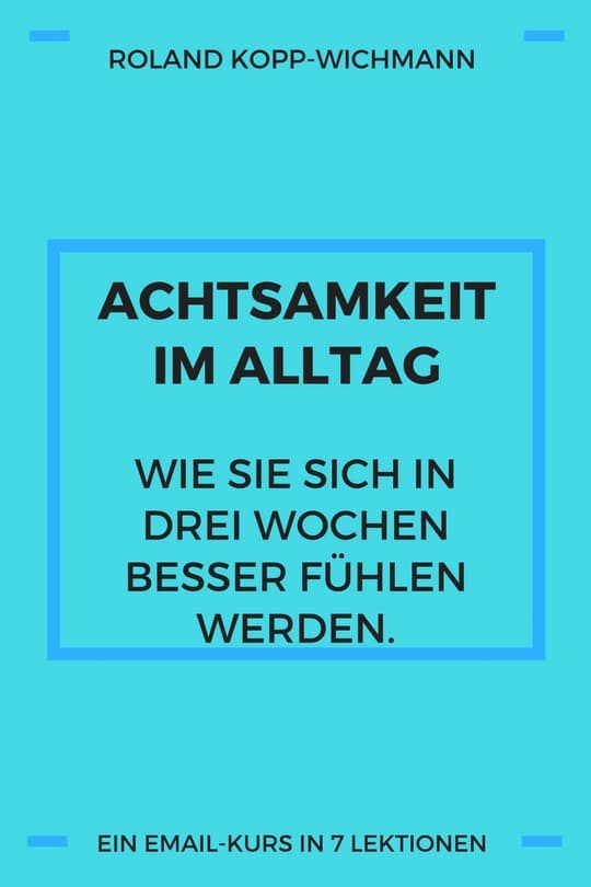 E-Book-Cover Achtsamkeit im Alltag auf türkisem Hintergrund mit blauem Rahmen