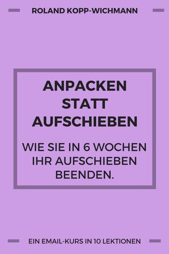 Cover E-Mail-Kurs Anpacken statt Aufschieben auf violettem Hintergrund