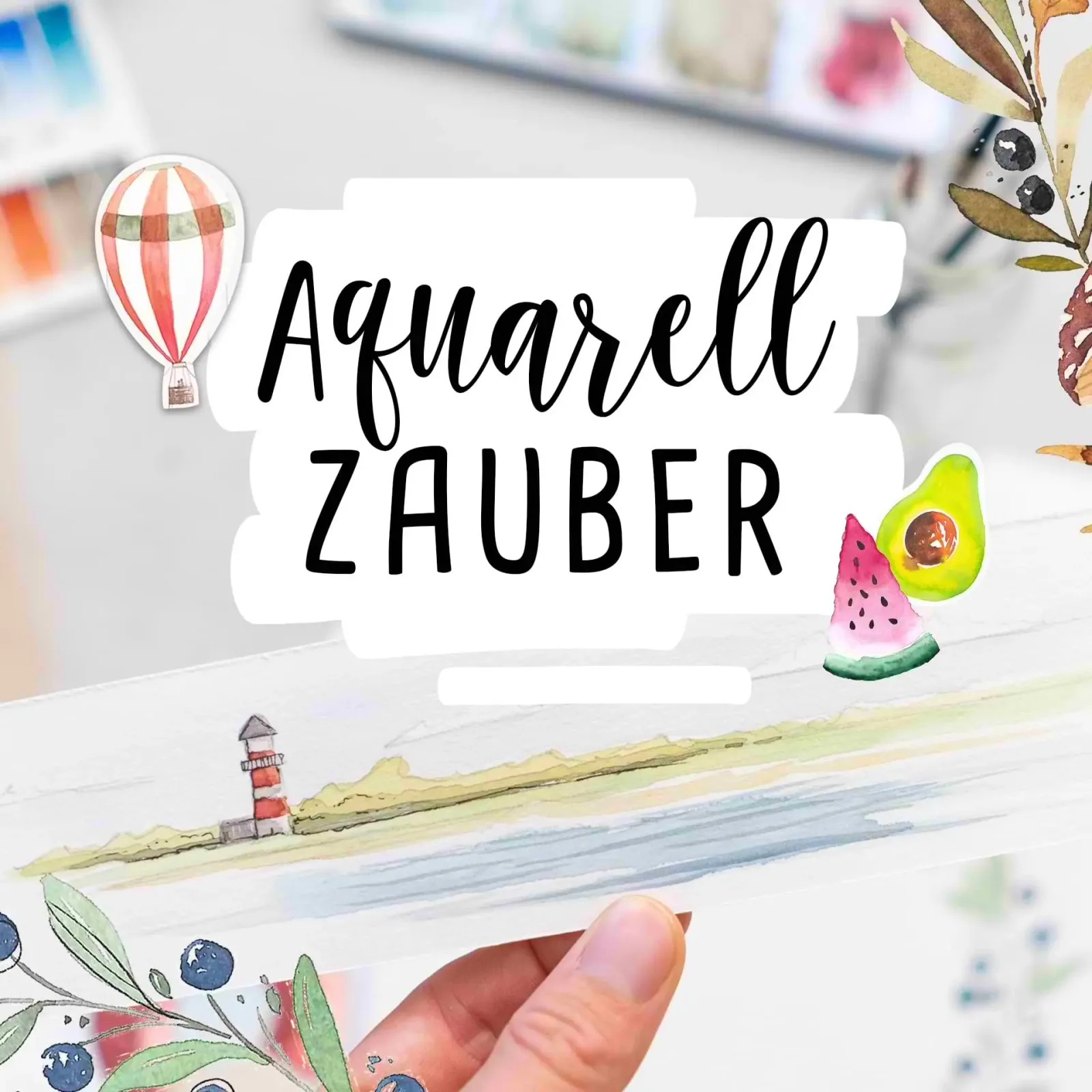 Aquarell-Zauber Kurs-Mockup auf Papier mit dekorativen Elementen
