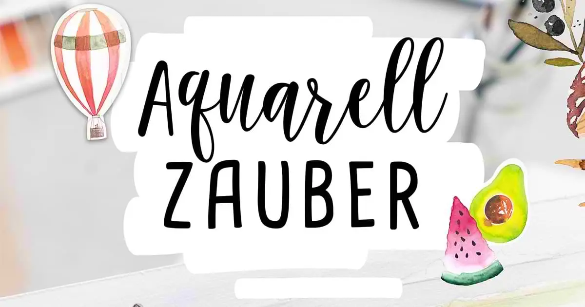 Hero-Banner Aquarell-Zauber mit Kurslogo und Aquarell-Illustrationen