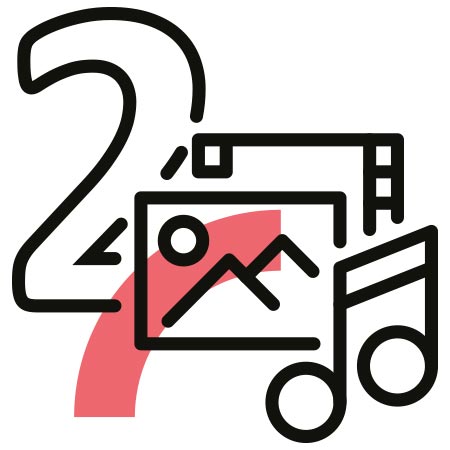 Schritt 2 Icon mit großer Zwei und Medien-Einfügen-Illustration