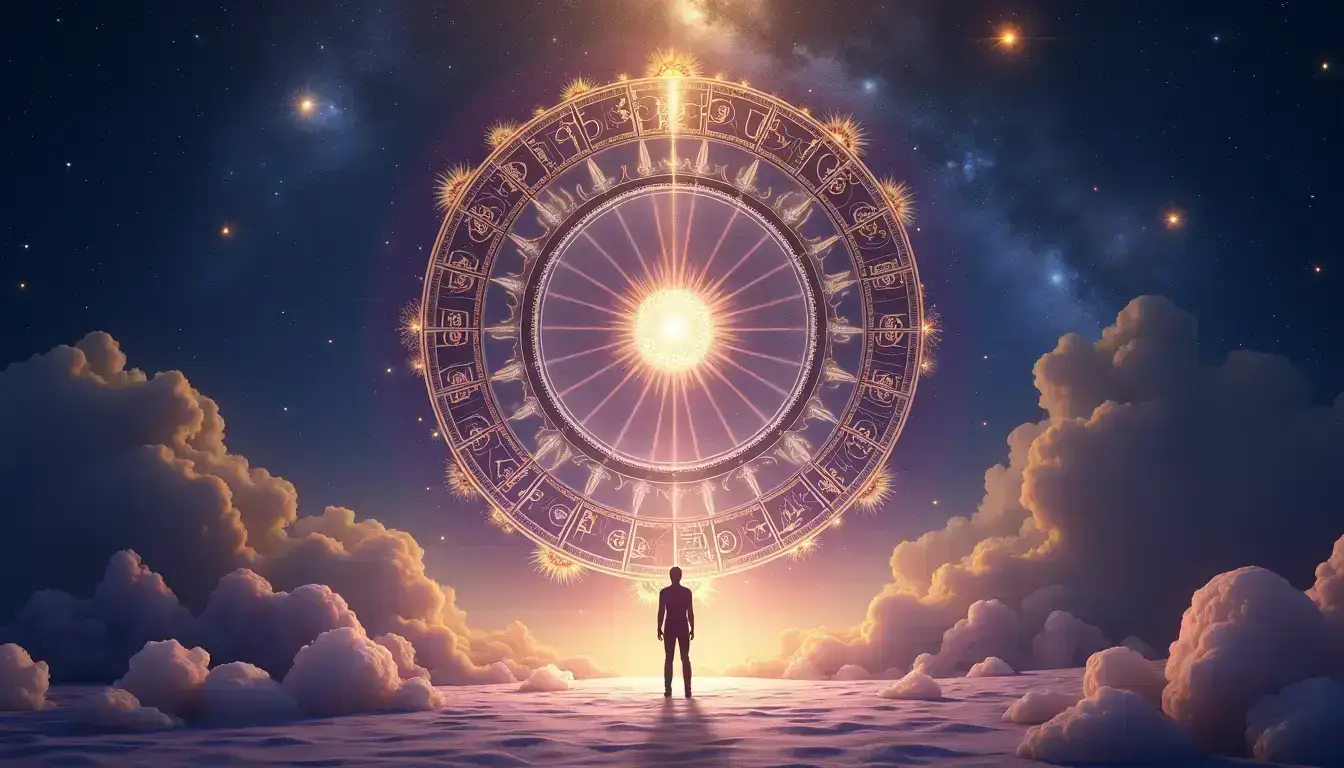 Astrologische Symbolik mit Sternen und Horoskop-Grafiken zur Orientierung in Lebenskrisen