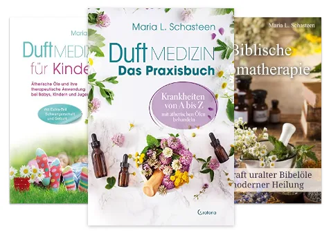 Überblick von drei weiteren eBooks von Maria L. Schasteen zu Duftmedizin und Bibeltherapie