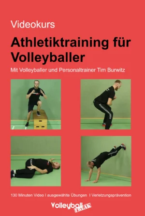 Videokurs-Cover Athletiktraining für Volleyballer mit vier Trainingsübungen und Tim Burwitz