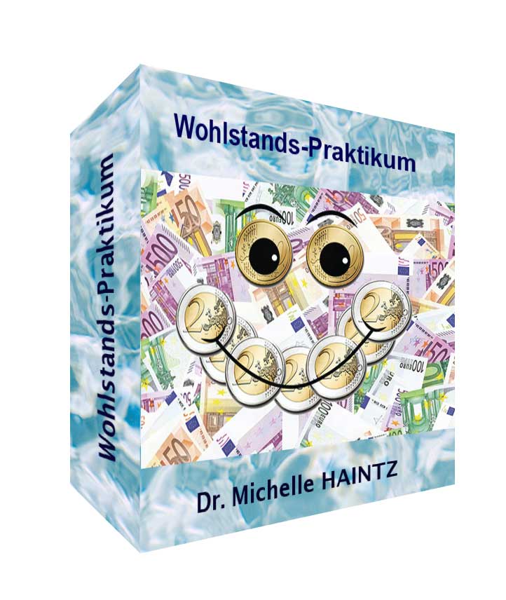 3D-Mockup einer hellblauen Produktbox mit lachender Münzfigur aus Geldscheinen