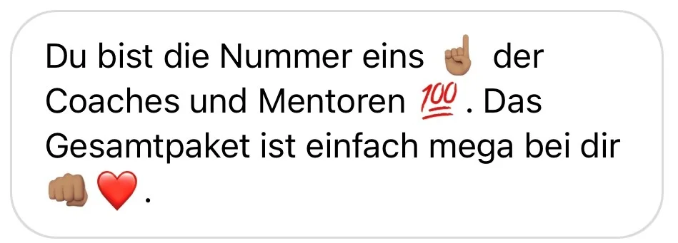 Testimonial-Quote über Marc Galals Coaching-Angebote und Gesamtpaket