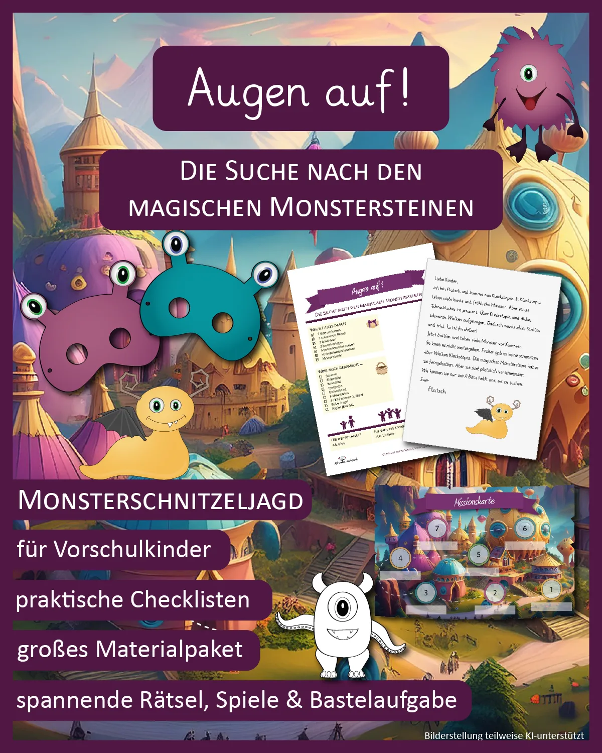 Produktabbildung Monsterschnitzeljagd mit Augen auf! Titel und magischen Monstersteinen