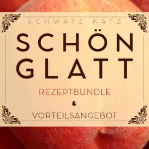 Augenöl & Lippenkonturöl »Overnight Star« – Rezept-E-Book 4 Produktcover »Schön Glatt« Anti Age Bundle Rezeptpaket auf rotem Hintergrund