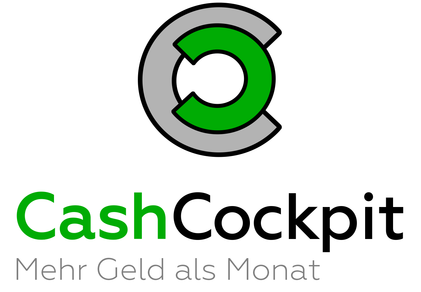 CashCockpit Logo mit grünem Kreis und Schriftzug sowie Tagline