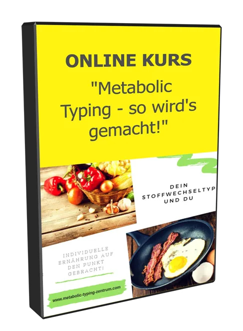 Auswertung des Stoffwechseltyps – Ernährungskurs von Birgit Venetz 6 Gelbe Produktbox Online Kurs Metabolic Typing mit Gemüse und Frühstück Mockup