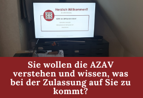 Laptop mit Text zur AZAV-Zulassung und Beratung