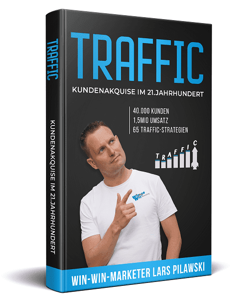 Backlink-Setter Buch 3D-Cover Traffic mit Lars Pilawski und Kundenakquisitions-Statistiken