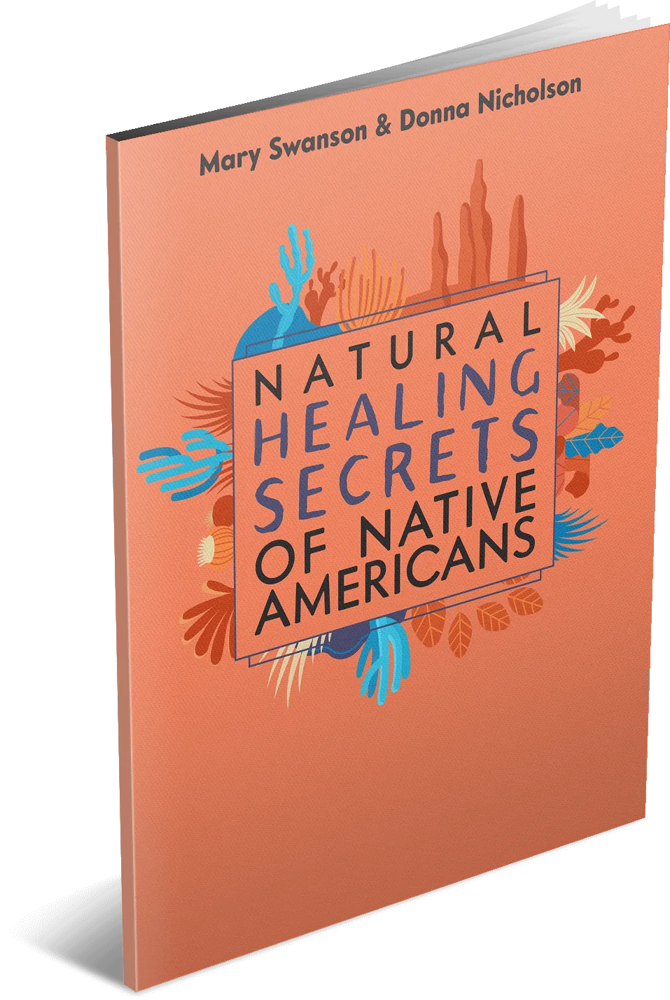 Natural Healing Secrets of Native Americans Buch-Cover in Orange mit Illustrationen