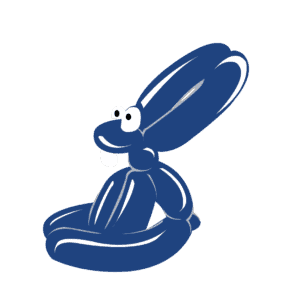 Dunkelblaue Ballonfigur eines Hasen mit langen Ohren