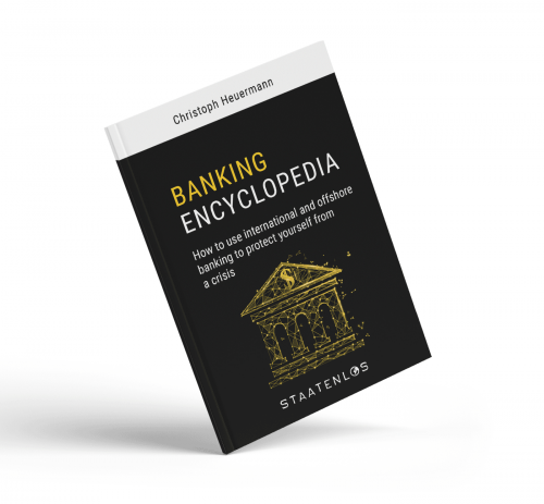 Banking Encyclopedia – E-Book über Auslandskonten 1 eBook Cover Banking Encyclopedia von Christoph Heuermann mit goldenem Säulen-Illustration