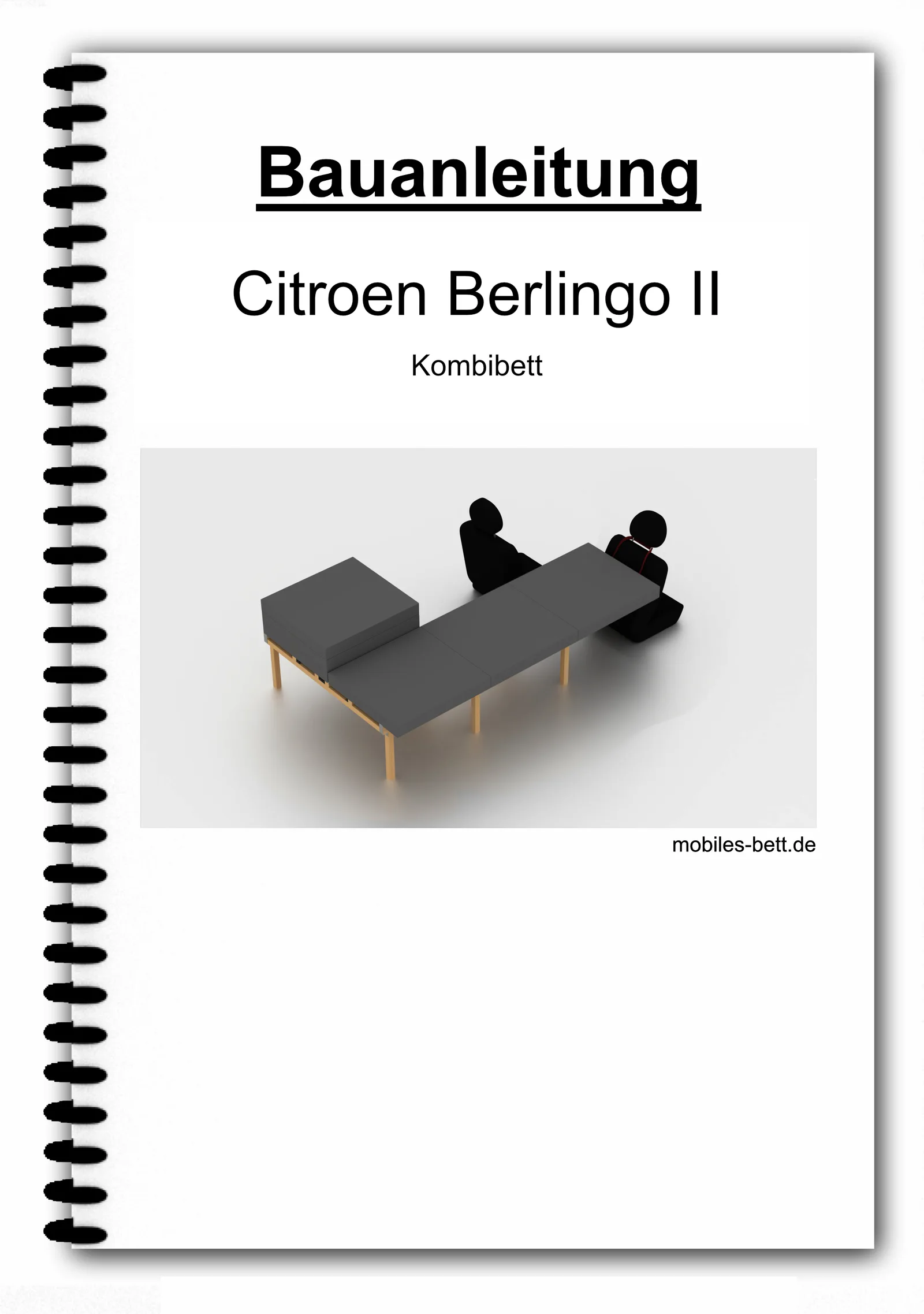 Bauanleitung Cover Citroen Berlingo II Kombibett mit Spiralbindung und 3D-Bettdarstellung