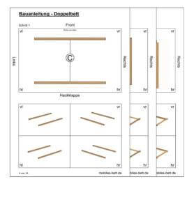 Vorschau Bauanleitung Doppelbett mit technischen Zeichnungen und Maßen