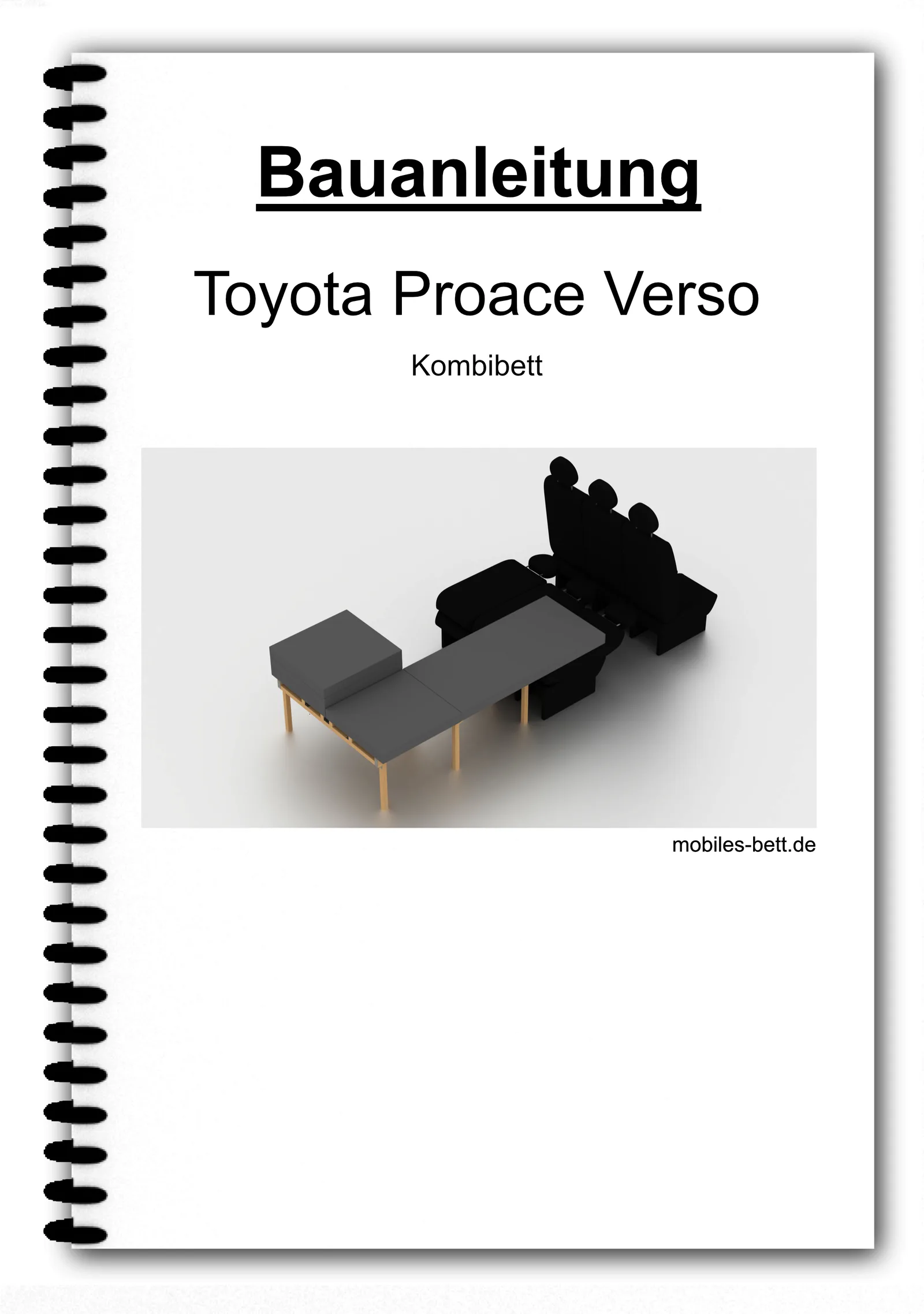 Bauanleitung – Toyota Proace Verso Einzelbett 8 Bauanleitung Cover Toyota Proace Verso Kombibett mit Spiralbindung