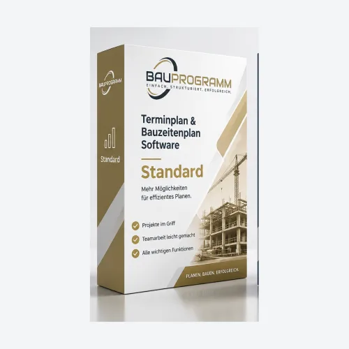 Bauprogramm Standard Edition Produktbox mit Bauzeitenplan-Software Verpackung