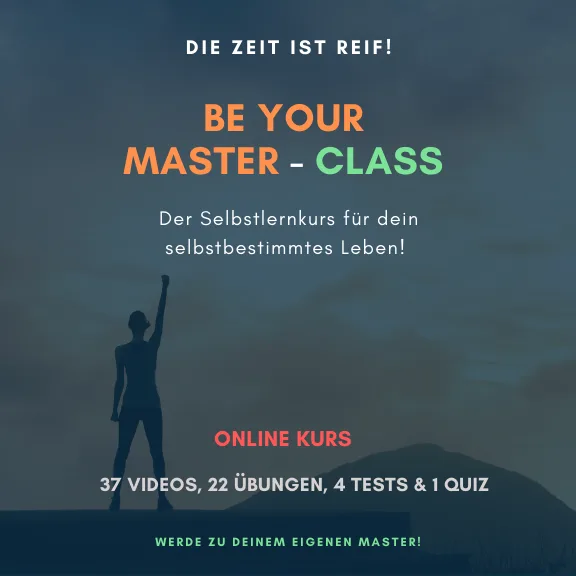 Be Your Master – Videokurs für Resilienz von Marc Chapoutier 3 Be Your Master-Class Kurs-Übersichtsgrafik mit Inhaltsangabe und Silhouette einer Frau