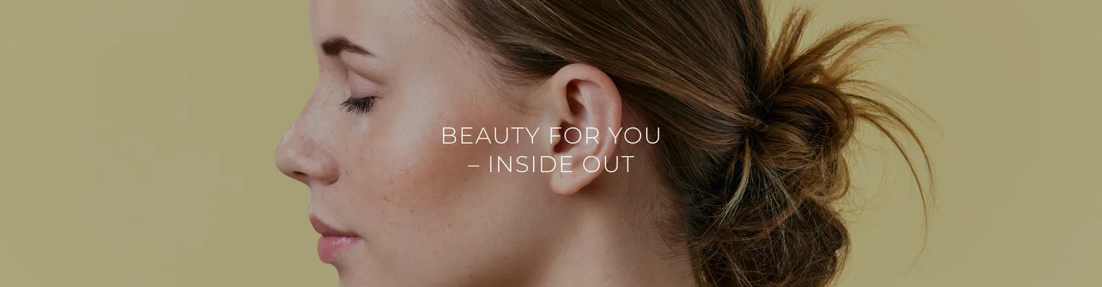 Beauty for you – E-Book über Schönheitspflege von Serena Goldenbaum 2 Hero-Banner mit Profil einer Frau und Text Beauty for you – Inside out