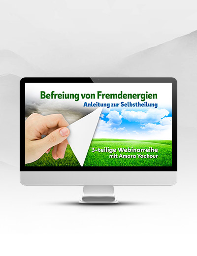 Hero-Bild zum Videokurs Befreiung von Fremdenergien mit Hand und Naturlandschaft