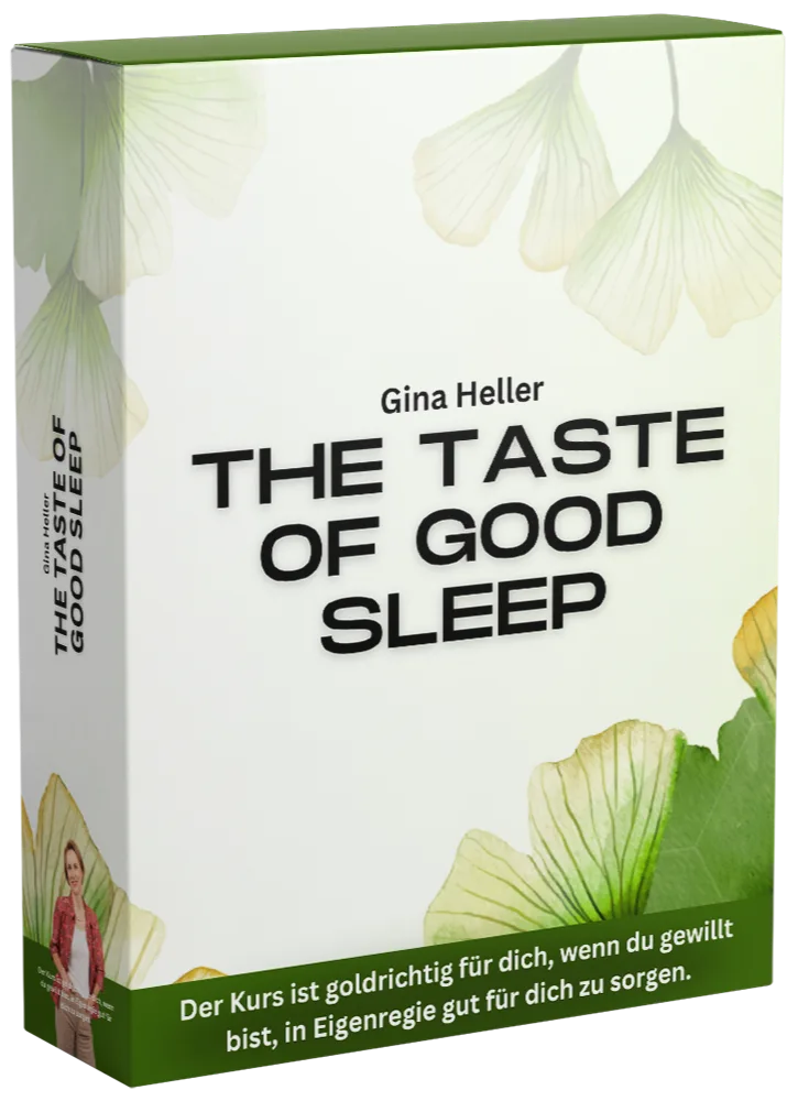 Best Life – 1:1 Coaching gegen Erschöpfung von Gina Heller 1 Kurs-Cover The Taste of Good Sleep von Gina Heller mit Blumenmotiven