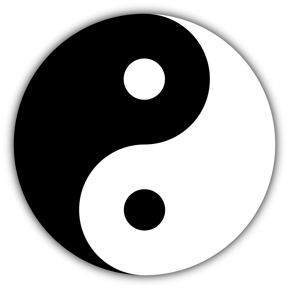 Yin und Yang Symbol invertiert in Schwarz und Weiß mit Schattierung