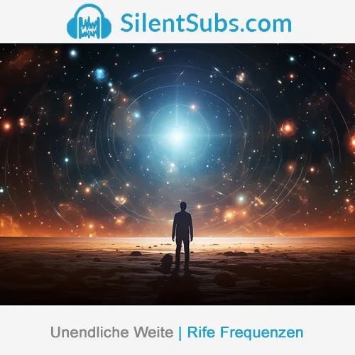 Cover mit Silhouette einer Person unter kosmischem Himmel und geometrischen Mustern