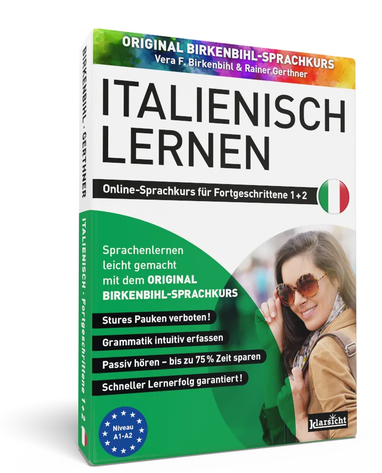 Produktbox Original Birkenbihl-Sprachkurs Italienisch Lernen für Fortgeschrittene mit junge Frau