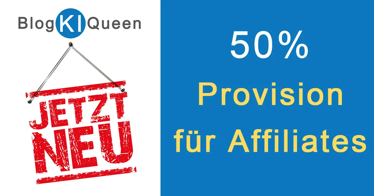 BlogKIQueen Partnerprogramm Banner mit 50% Provision für Affiliates