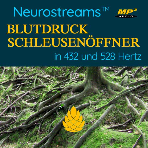 Neurostreams Blutdruck-Schleusenöffner Grafik mit Wurzelmotiv und gelbem Symbol