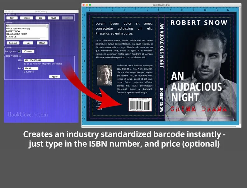 BookCoverly DIY Book Cover Editor mit ISBN-Barcode-Generator für Buchumschlag Robert Snow