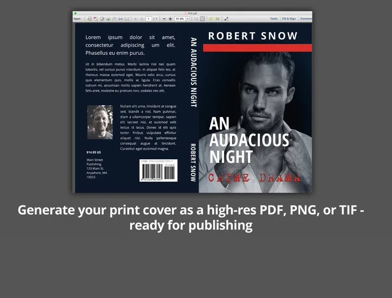 BookCoverly Druckabzug-Export als hochauflösendes PDF PNG oder TIF für Verlag