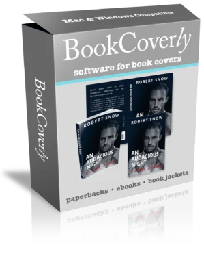 BookCoverly Software Produktverpackung mit Beispiel-Buchcover An Audacious Night