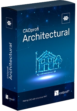 CADprofi Architectural Softwarepaket mit Haus-Illustration und Blueprintdesign