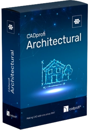 CADprofi Architectural Softwarecover mit Hauszeichnung und blauem Verlauf