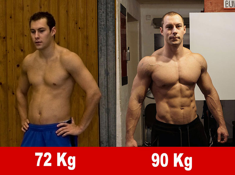 Simon Vorher-Nachher-Vergleich 72 kg zu 90 kg Gewichtszunahme