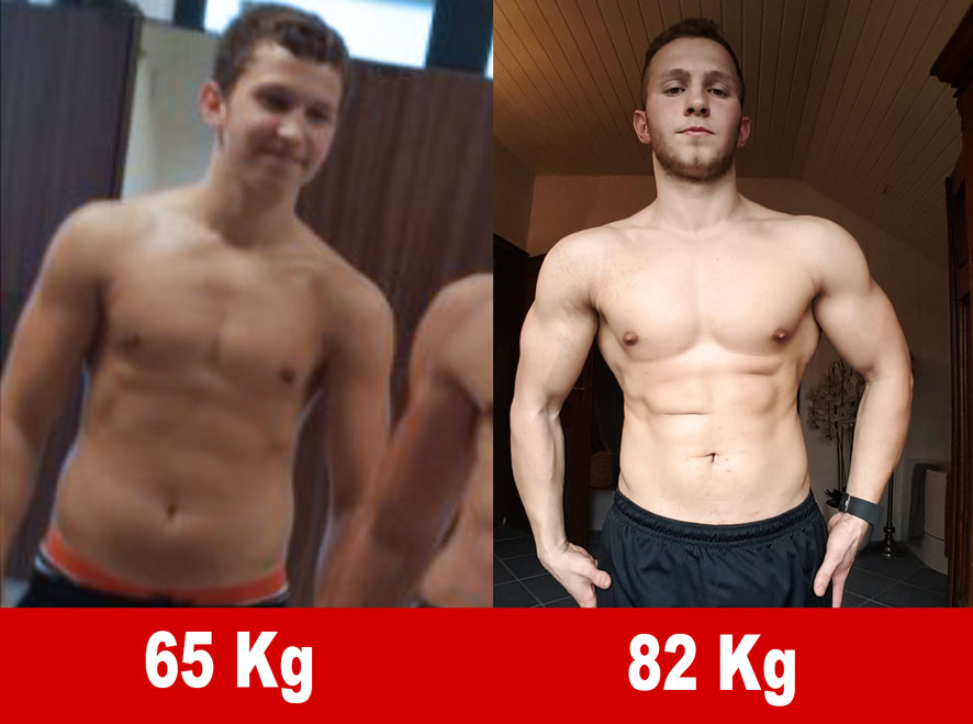 Moritz Vorher-Nachher-Transformation von 65 kg zu 82 kg
