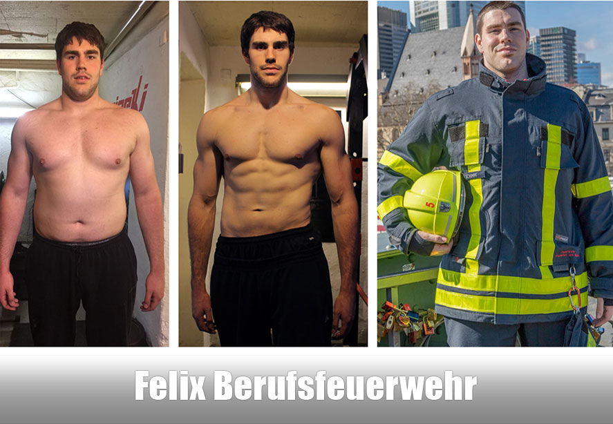 Transformation Felix Vorher-Nachher-Bilder mit Berufsfeuerwehr