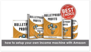 Produktmockup Bulletproof Profits mit Kursmaterialien, Best Choice Siegel und Untertitel