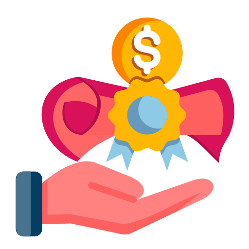 Isometrische Illustration einer Hand mit Förder-Medaille und Dollarzeichen